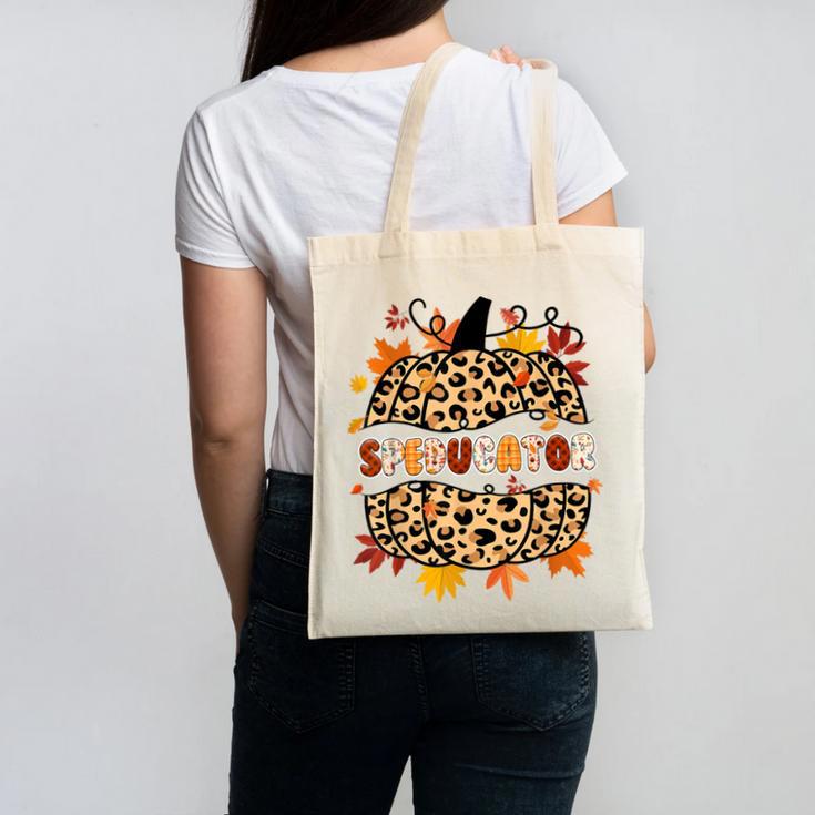 Autumn Fall SPED ED Teacher Thankful Grateful Pumpkin Retro Canvas Tote Bag