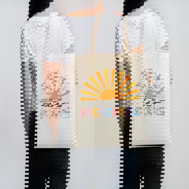 Back To School Hello Preschool For Kids Teacher Women Canvas Tote Bag