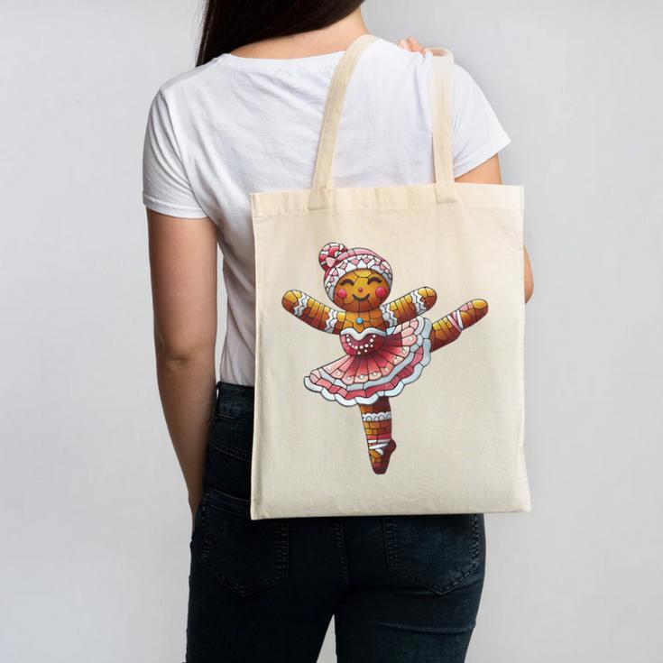 Ballet Dancer Gingerbread Christmas Dance Teacher Girl Women Canvas Tote Bag, trending gift Ballet Dancer Gingerbread Christmas Dance Teacher Girl Women Canvas Tote Bag, trending gift