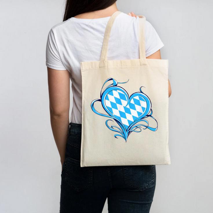 Bavarian Flag As Heart Blue Diamond Bavaria Canvas Tote Bag