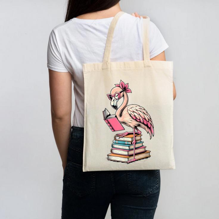 Book Lover Cute Flamingo Reading Teacher Librarian Women Canvas Tote Bag, trending gift