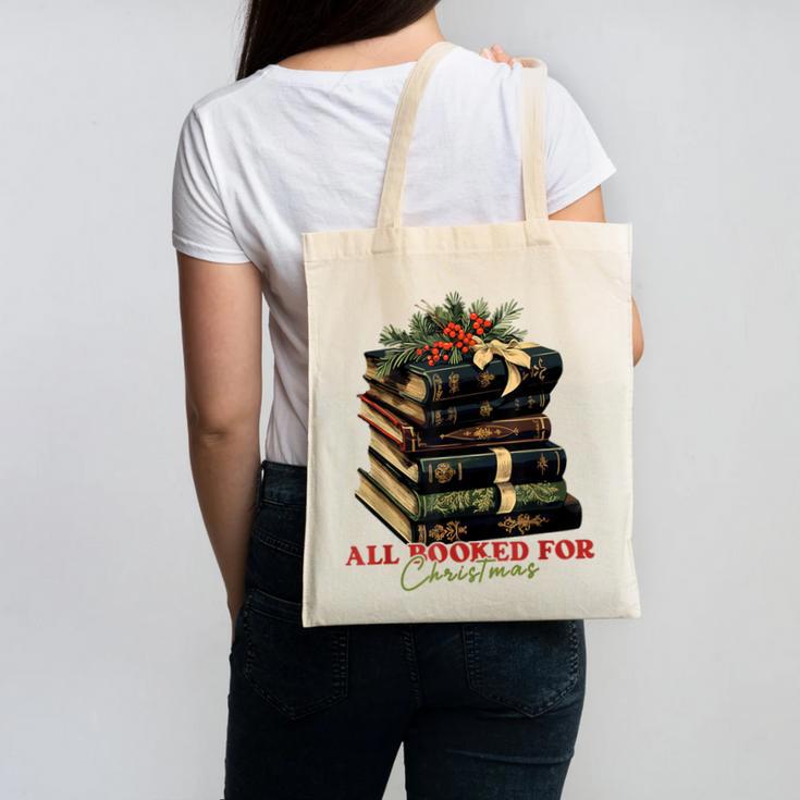 All Booked For Christmas Christmas Book Tree For Teacher For Men Women Kids Canvas Tote Bag, trending gift