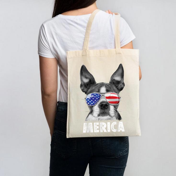 Boston Terrier 4th Of July Merica Men Women USA Flag Vintage Canvas Tote Bag, Boston Terrier 4th Of July Gifts, trending gift