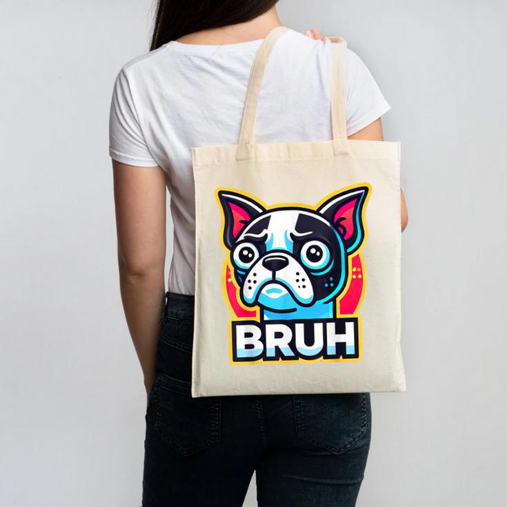 Boston Terrier Bruh Dog Lover Canvas Tote Bag, trending gift