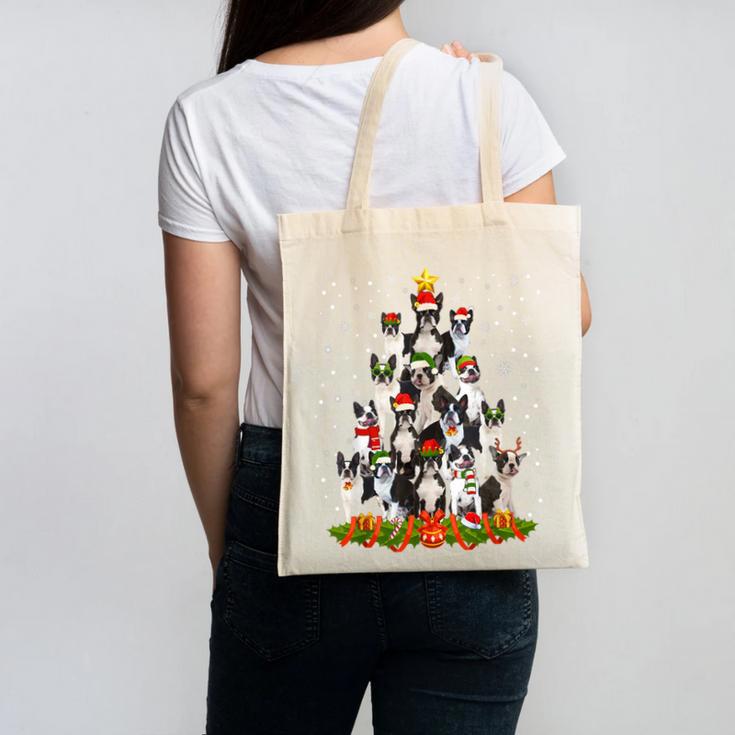 Boston Terrier Dog Christmas Tree Santa Hat Xmas Pajama Men Women Kids Canvas Tote Bag, Boston Terrier Christmas Gifts, trending gift