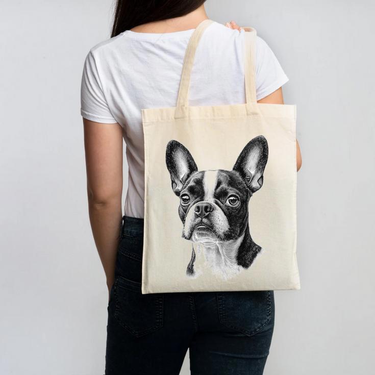 Boston Terrier Dog Motif Pet Illustration Boston Terrier For Men Women Kids Canvas Tote Bag