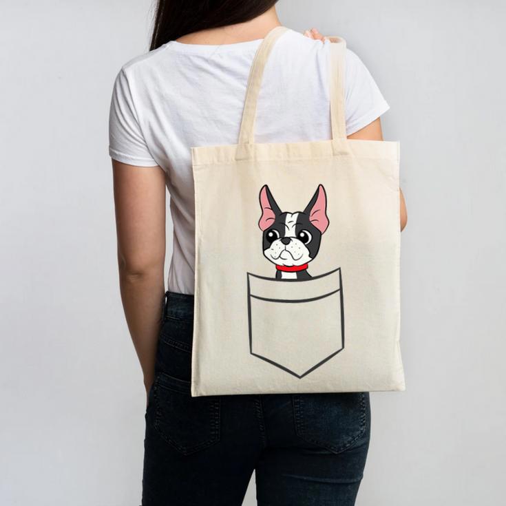 Boston Terrier Dog In The Pocket Boston Terrier For Men Women Girls Kids Canvas Tote Bag, trending gift