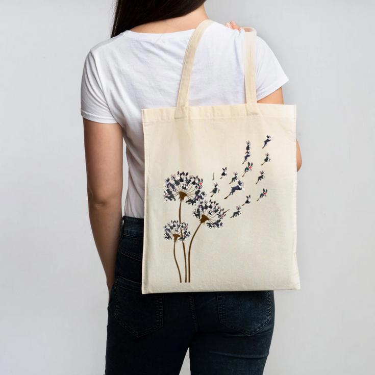 Boston Terrier Flower Fly Dandelion Dog Lover Dog Dad Canvas Tote Bag