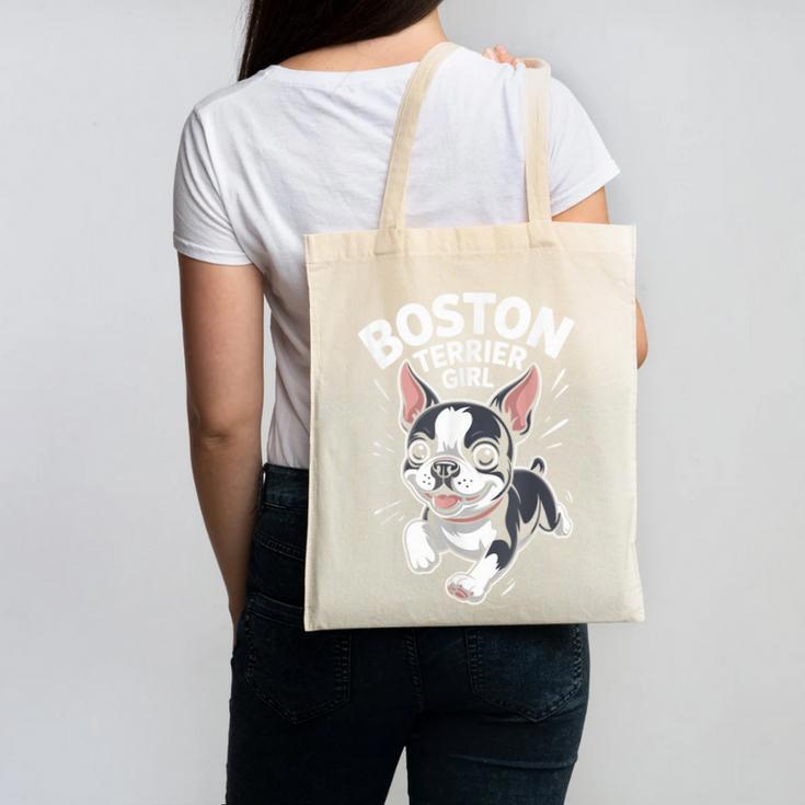 Boston Terrier Girl Cute Cartoon For Dog Owners Pet Terrier Canvas Tote Bag, trending gift
