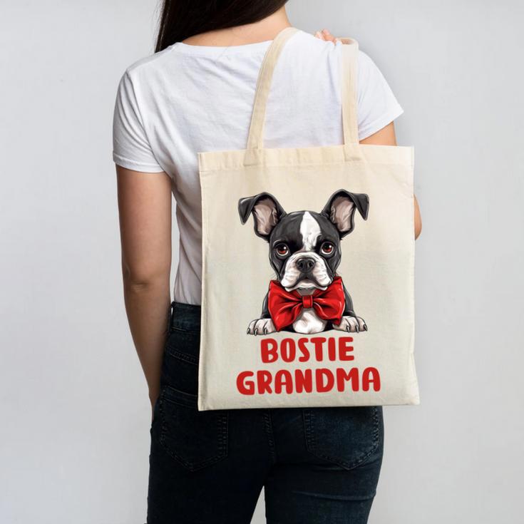 Boston Terrier Grandma Dog Lovers Puppy Bostie Owner Canvas Tote Bag