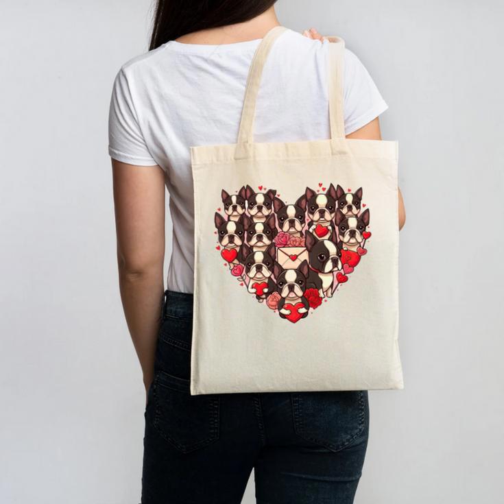 Boston Terrier Heart Valentine Boston Terrier Canvas Tote Bag