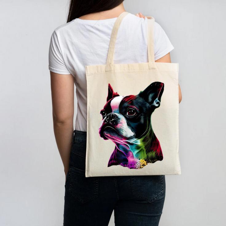 Boston Terrier Lovers Colorful Pop Art Boston Terrier Canvas Tote Bag, trending gift