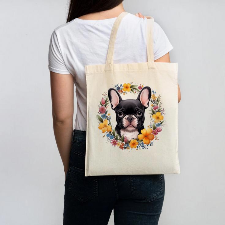 Boston Terrier Mom Floral Bostie Dog Lover Flowers Cute Canvas Tote Bag