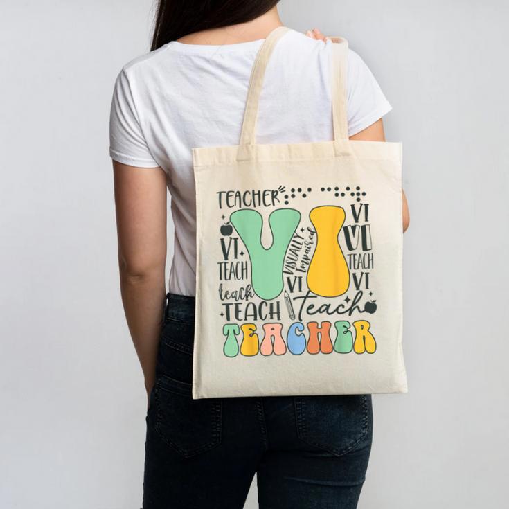 Braille Teacher Of The Visually Impaired Groovy VI Teacher Canvas Tote Bag
