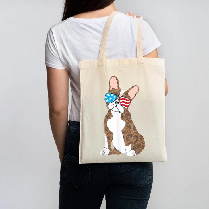 Brindle Boston Terrier Dog Patriotic Shirt USA Flag Canvas Tote Bag, Patriotic Boston Terrier Gifts, trending gift