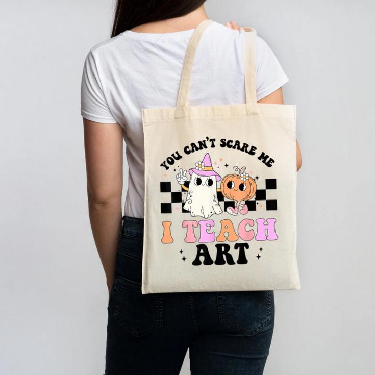 You Can't Scare Me I Teach Art Retro Teacher Ghost Halloween Canvas Tote Bag