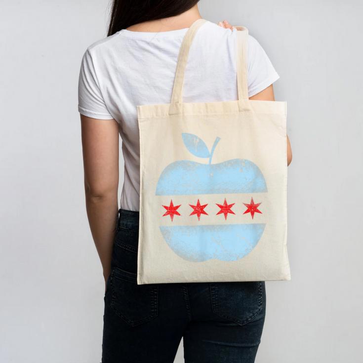 Chicago Flag Teacher School Cute Canvas Tote Bag, trending gift Chicago Flag Teacher School Cute Canvas Tote Bag, trending gift