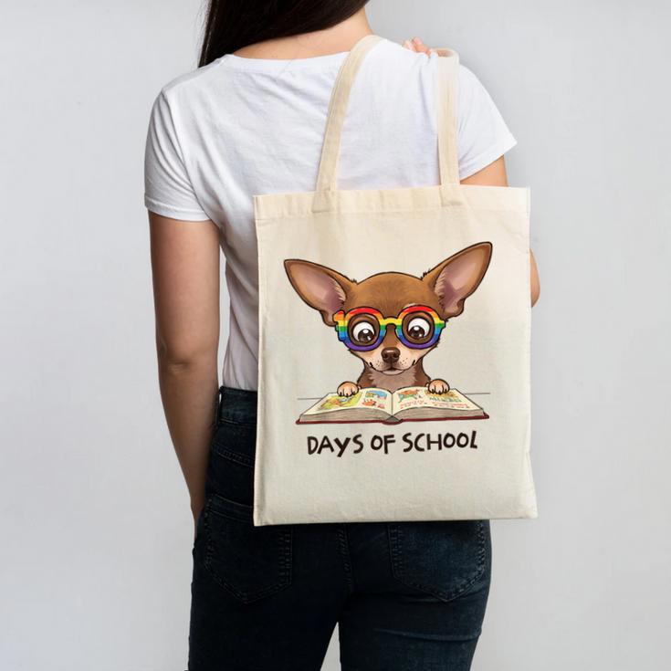 Chihuahua 100 Days Of School Rainbow Glasses Teacher Canvas Tote Bag