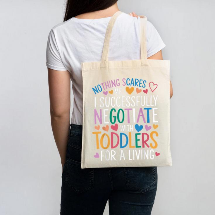 Childcare Teacher Negotiate With Toddlers Daycare Provider Canvas Tote Bag, trending gift