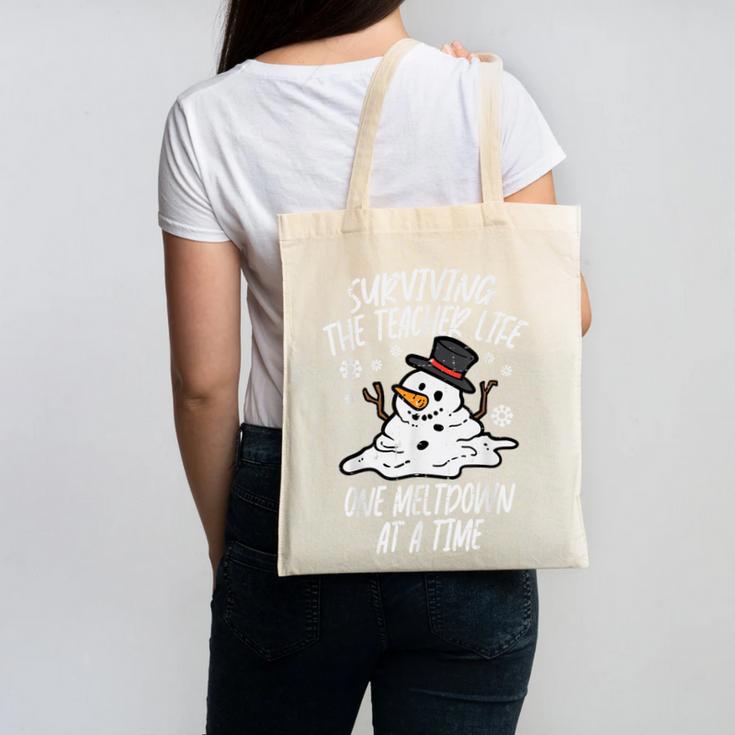 Christmas Surviving Teacher Life Meltdown Xmas Women Men Canvas Tote Bag, trending gift Christmas Surviving Teacher Life Meltdown Xmas Women Men Canvas Tote Bag, trending gift