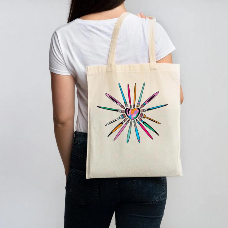 Cool Brush Heart Shape Art Teacher Paint For Artist Painter Canvas Tote Bag