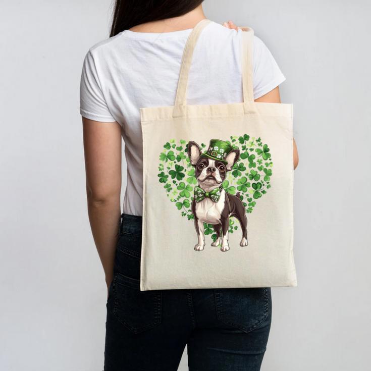 Cute Boston Terrier Shamrock St Patrick's Day Dog Lover Men Women Kids Canvas Tote Bag, trending gift