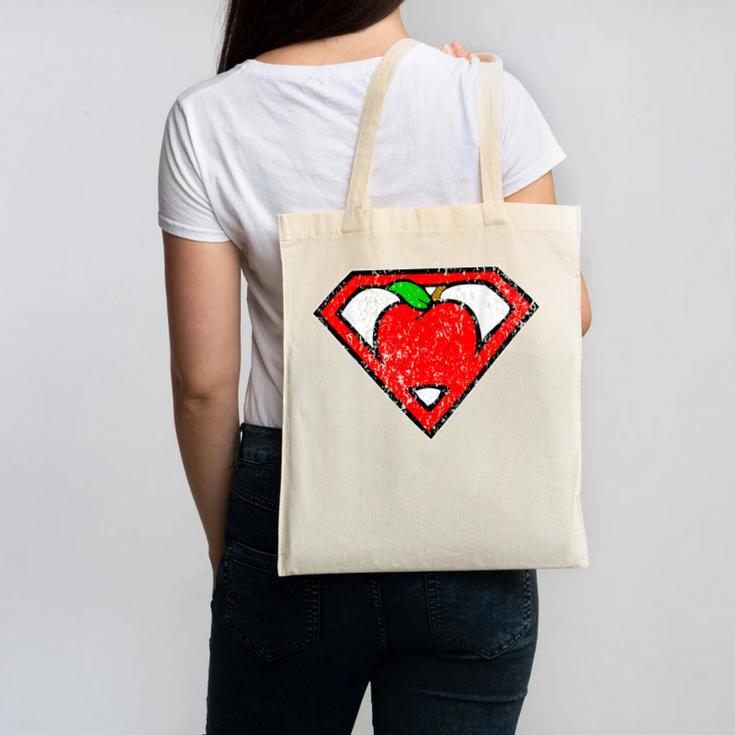 Cute Distressed Super Teacher Superhero Apple Shirt Canvas Tote Bag, Super Teacher Gifts, trending gift Cute Distressed Super Teacher Superhero Apple Shirt Canvas Tote Bag, Super Teacher Gifts, trending gift