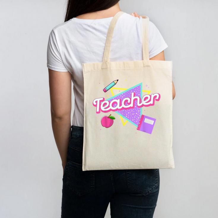 Cute Teacher Shirt 80's 90's Style Retro Old School Teacher For Men Women Canvas Tote Bag, trending gift