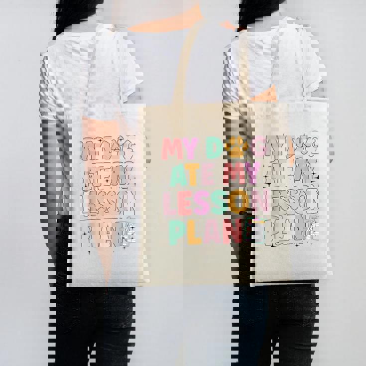 My Dog Ate My Lesson Plan Kindergarten Teacher Dog Lover For Men Women Canvas Tote Bag