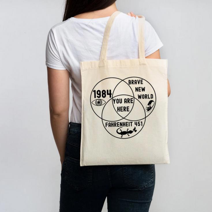 You Are Here Dystopian Venn Diagram English Teacher Bk Canvas Tote Bag