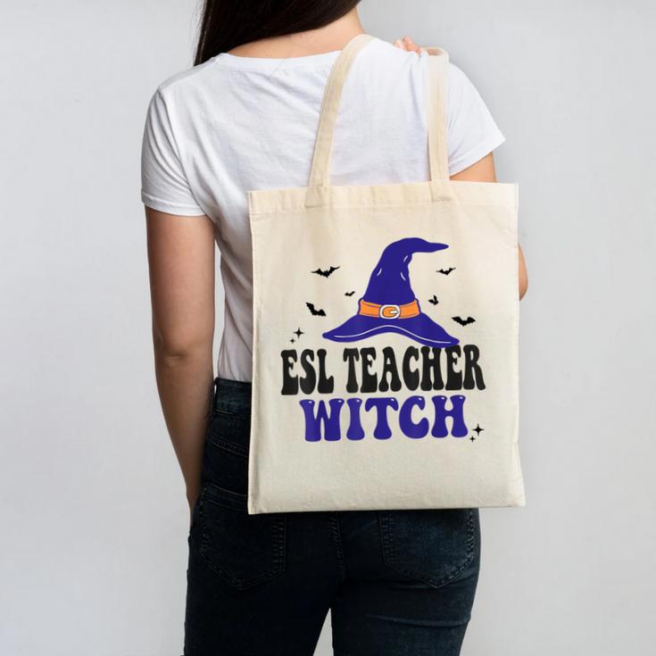 ESL Teacher Witch Halloween Matching Group Costume Canvas Tote Bag