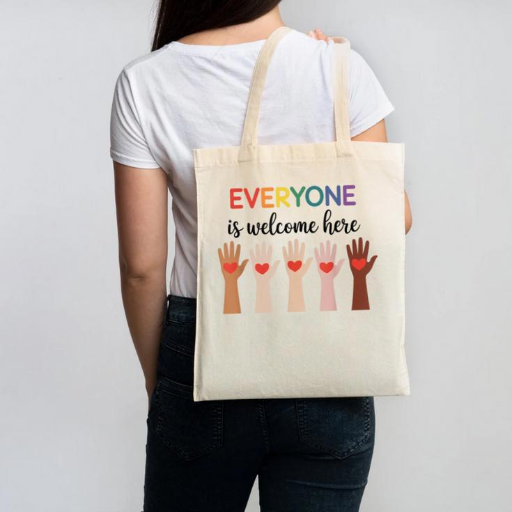 Everyone Is Welcome Here Idaho Teacher Canvas Tote Bag