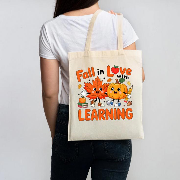 Fall In Love With Learning Thanksgiving Teacher Student Kids Canvas Tote Bag