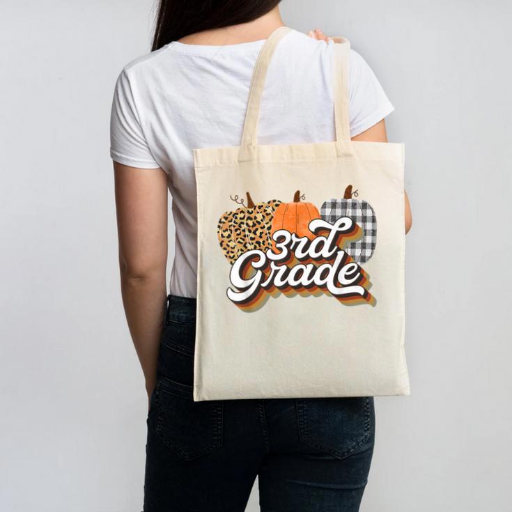 Fall Teacher Shirt 3rd Grade Teacher Retro Halloween Pumpkin Canvas Tote Bag, trending gift Fall Teacher Shirt 3rd Grade Teacher Retro Halloween Pumpkin Canvas Tote Bag, trending gift