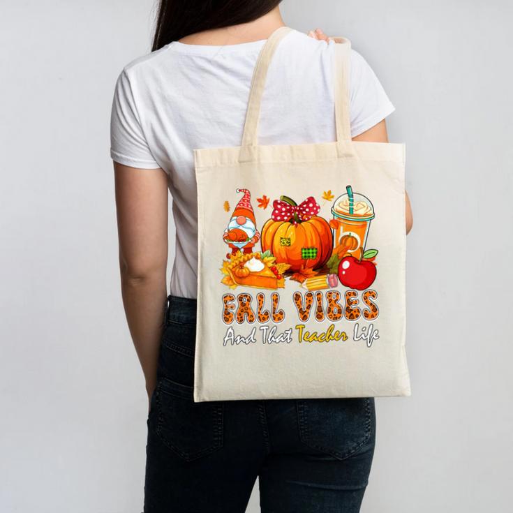 Fall Vibes Costume Teacher Thanksgiving Leopard Gnome Canvas Tote Bag, trending gift