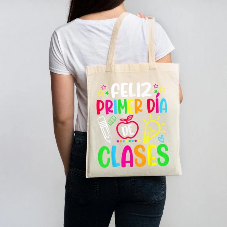Feliz Primer Dia De Clases Kids Girl Teacher Spanish School Canvas Tote Bag, trending gift