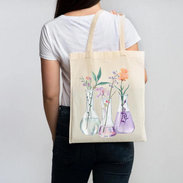 Flowers Test Tube Chemistry Student Science Teacher Women Canvas Tote Bag, Science Teacher Gifts, trending gift Flowers Test Tube Chemistry Student Science Teacher Women Canvas Tote Bag, Science Teacher Gifts, trending gift