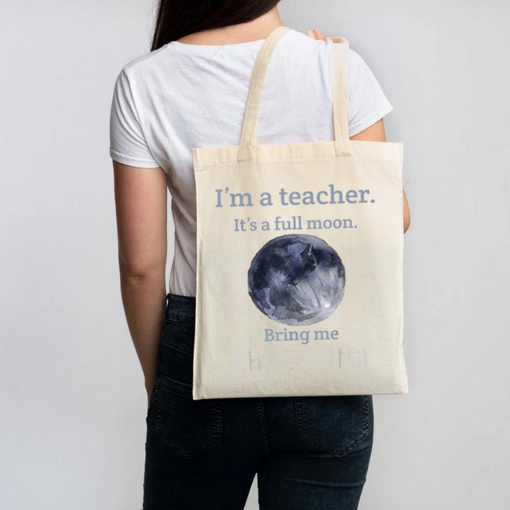 Full Moon Teacher Humor For Men Women Girls Kids Canvas Tote Bag, trending gift