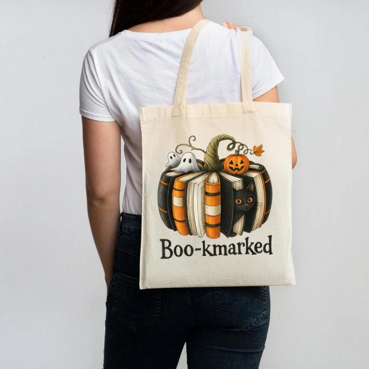 Fun Fall Book Lover Cute Teacher Student Halloween Canvas Tote Bag
