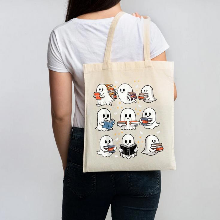 Ghosts With Books Library Halloween Men Women Kids Teacher Canvas Tote Bag, trending gift Ghosts With Books Library Halloween Men Women Kids Teacher Canvas Tote Bag, trending gift