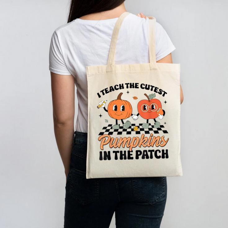 Groovy I Teach The Cutest Pumpkins In The Patch For Teacher Canvas Tote Bag