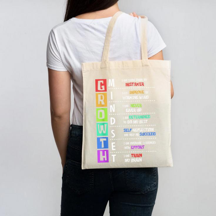Growth Mindset Positive Motivational Classroom Teacher Learn Canvas Tote Bag, trending gift Growth Mindset Positive Motivational Classroom Teacher Learn Canvas Tote Bag, trending gift