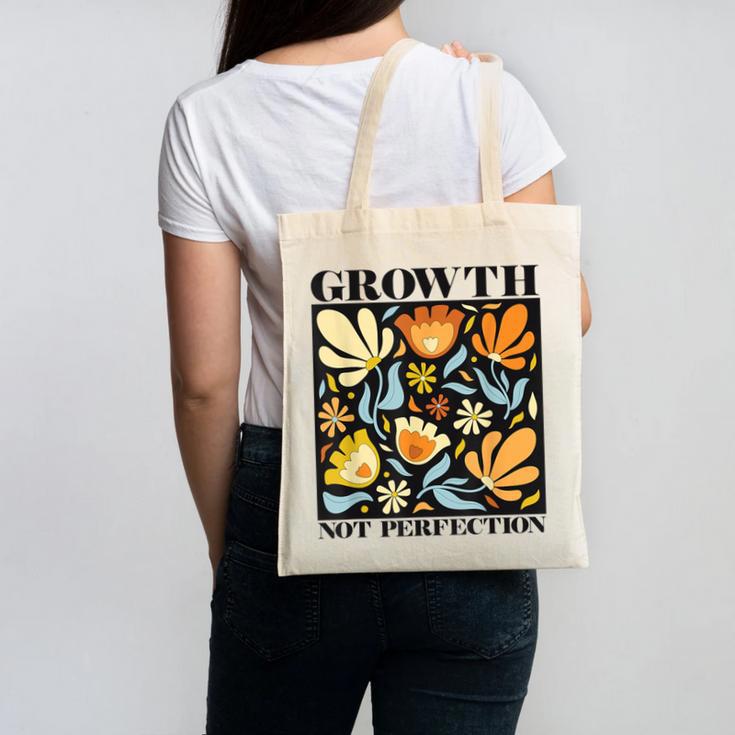 Growth Not Perfection Abstract Florals SPED Teacher Canvas Tote Bag