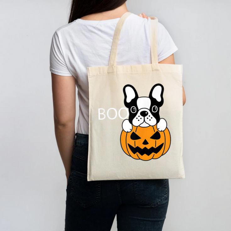 The Halloween Boston Terrier Canvas Tote Bag, Boston Terrier Halloween Gifts, trending gift