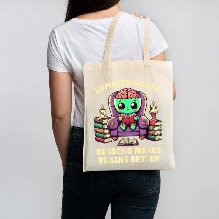 Halloween Teacher Zombie Reading Is Good For Brains Canvas Tote Bag, trending gift Halloween Teacher Zombie Reading Is Good For Brains Canvas Tote Bag, trending gift