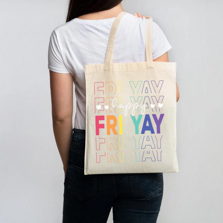 Happy Fri Yay Teacher Friday Saying Canvas Tote Bag