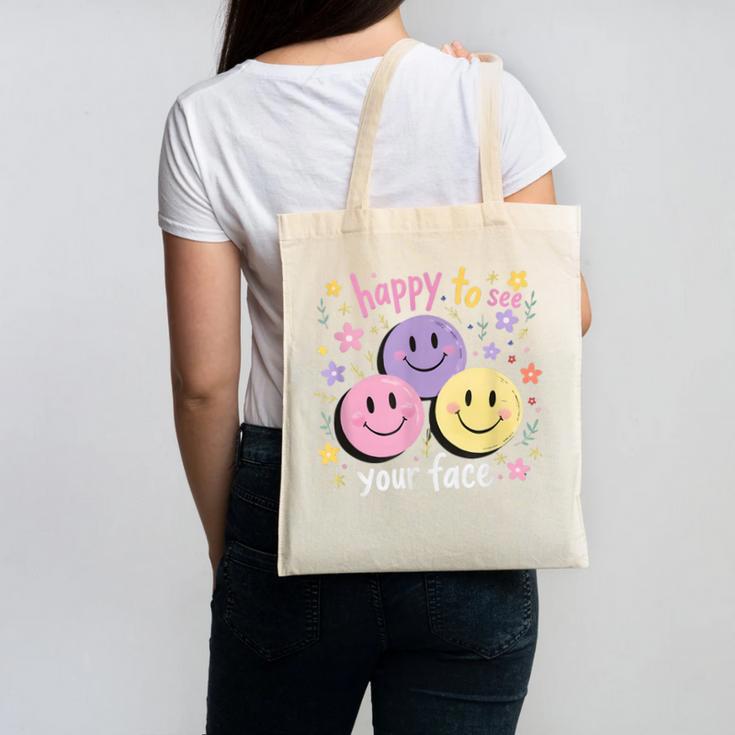 Happy To See Your Face Smile Face Teacher Back To School Canvas Tote Bag, trending gift Happy To See Your Face Smile Face Teacher Back To School Canvas Tote Bag, trending gift