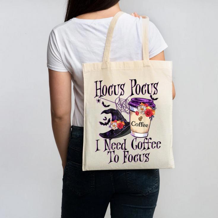 Hocus Pocus I Need Coffee To Focus Halloween Teacher Canvas Tote Bag