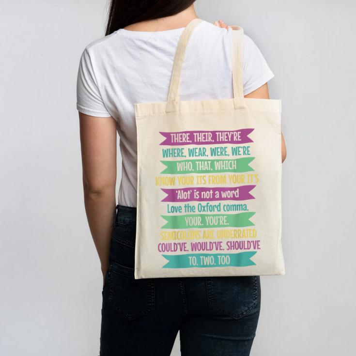 Their There And They'Re English Teacher Men Women Canvas Tote Bag, English Teacher Gifts, trending gift
