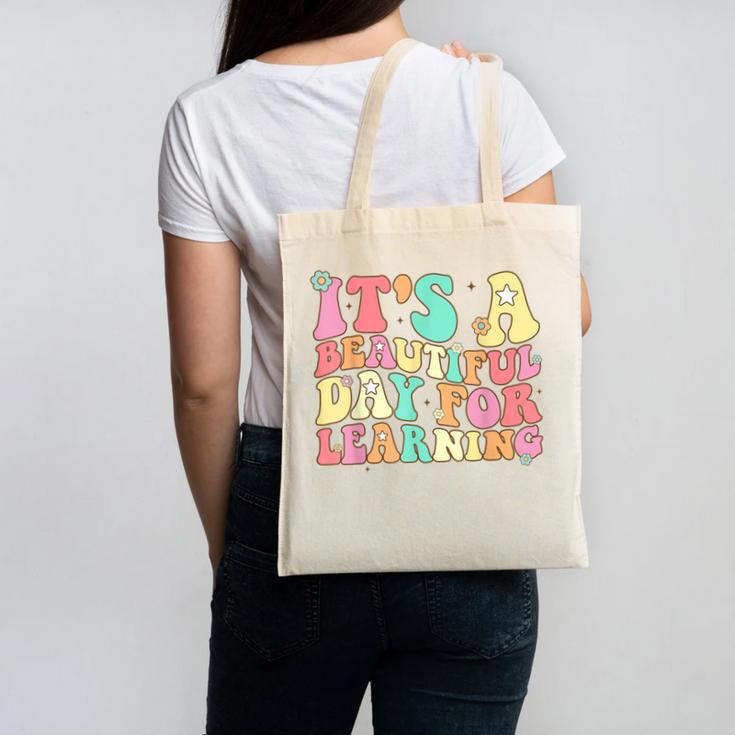 It's Beautiful Day For Learning Retro Teacher Students Women Canvas Tote Bag